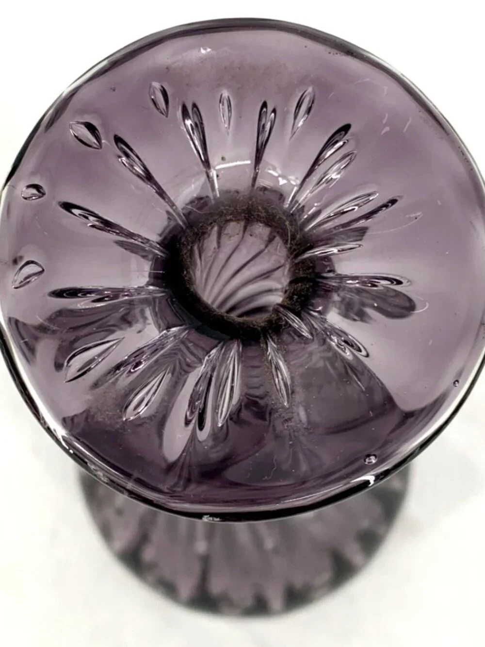 Amethyst Vase Purple Hand Blown Glass Bud Fluted 10